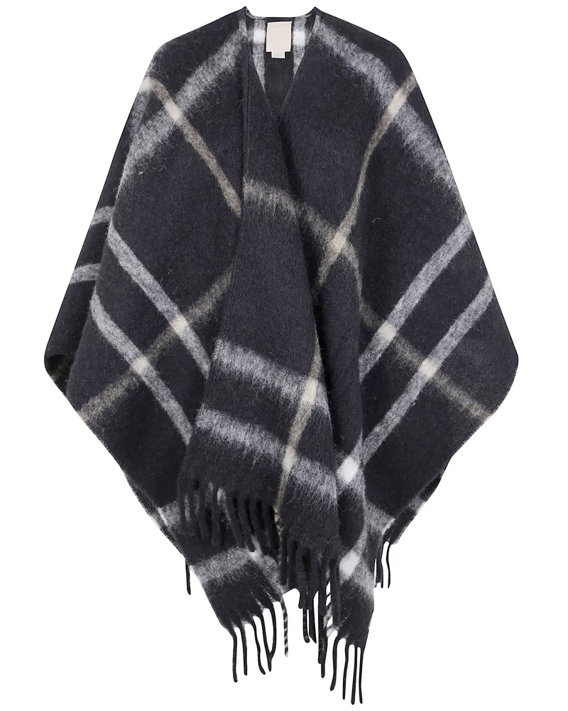 Woolrich 2Brushed Alpaca Check" Cape Black