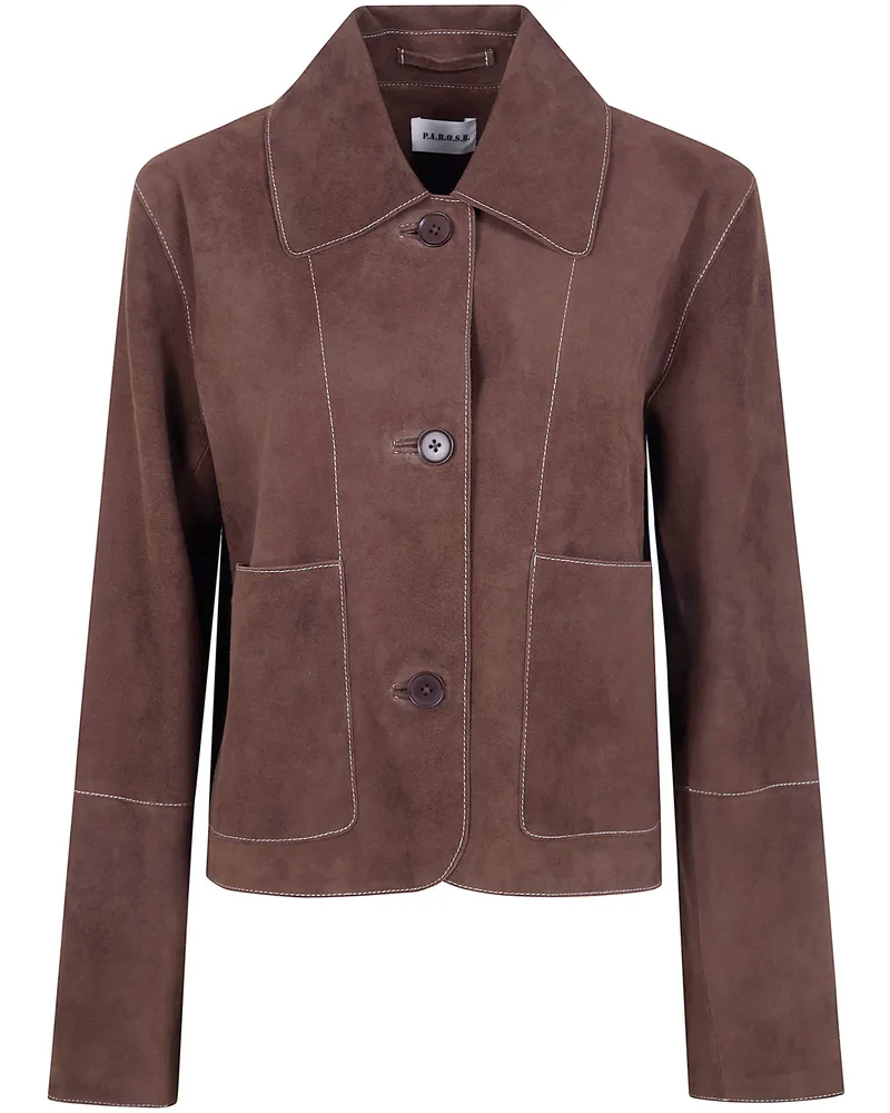 P.A.R.O.S.H. P. A.R. O.S. H. "Minuetto" Suede Jacket Brown