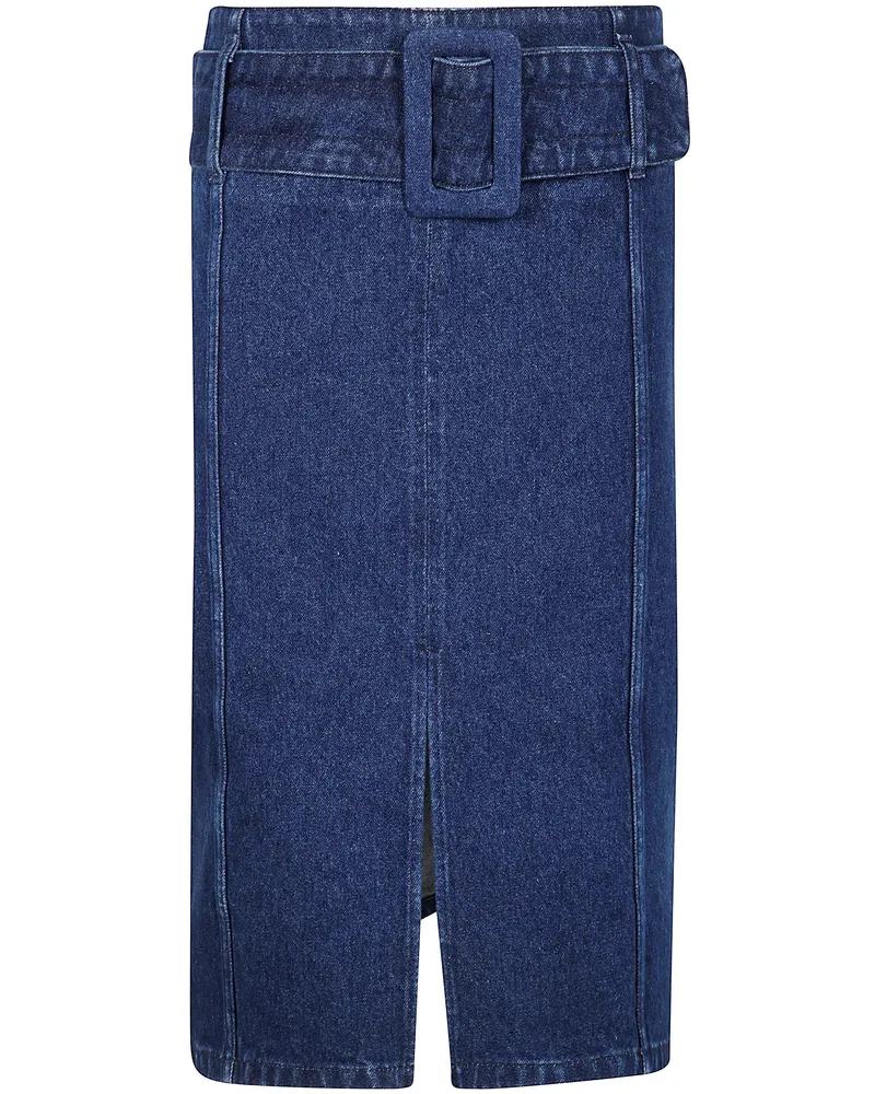 Patou Belted Midi Skirt Blue