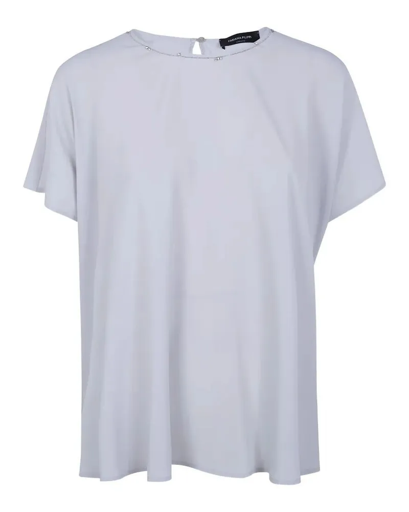 Fabiana Filippi Round Neck Short Sleeves Classic Tee Shirt Gray