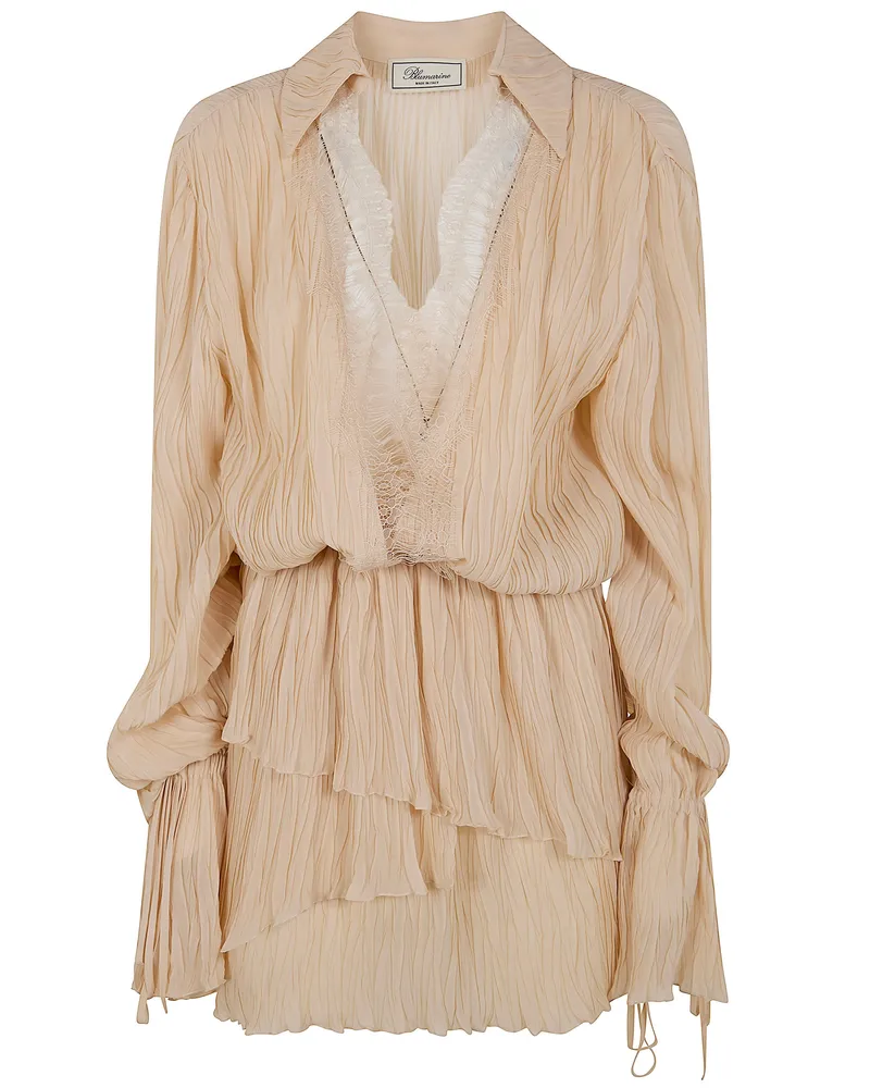 Blumarine Georgette Plisse` Dress Yellow