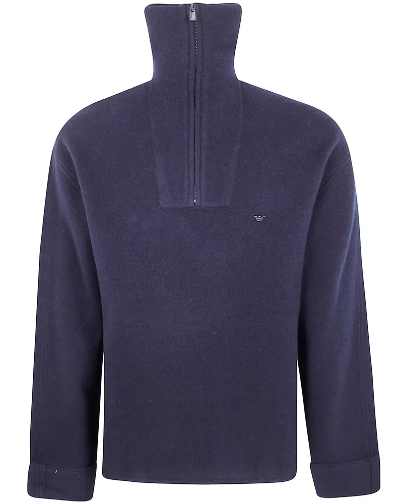 Emporio Armani Half Zip Turtle Neck Sweater Blue