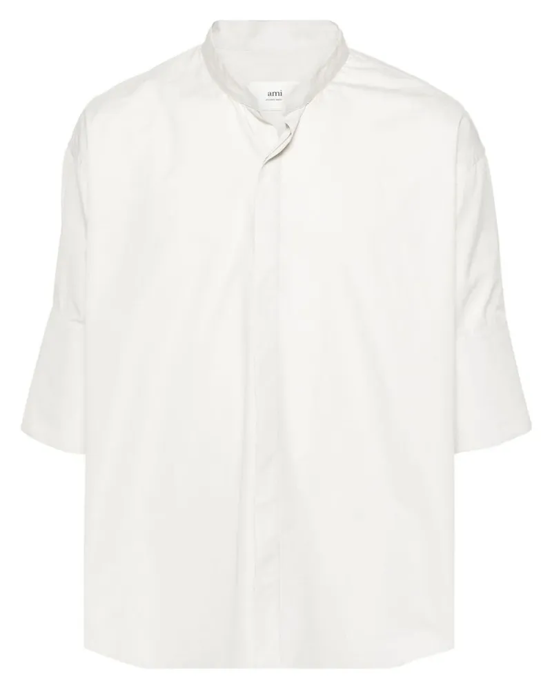 AMI Paris Mandarin Collar Shirt White