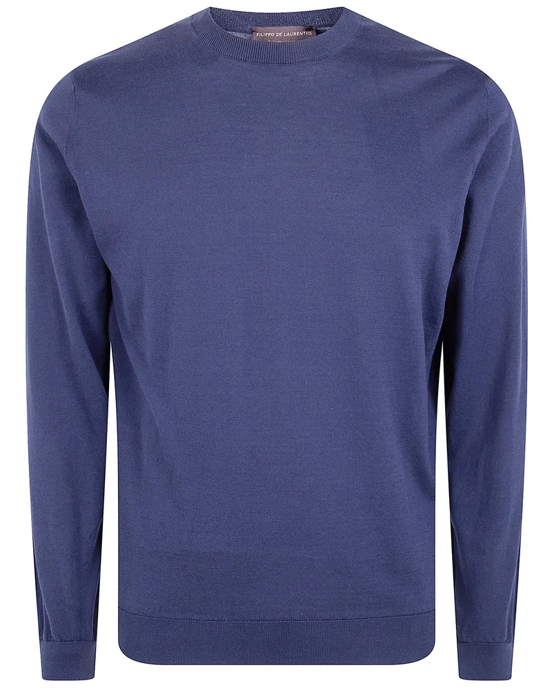 Filippo de Laurentiis Long Sleeves Round Neck Sweater Blue