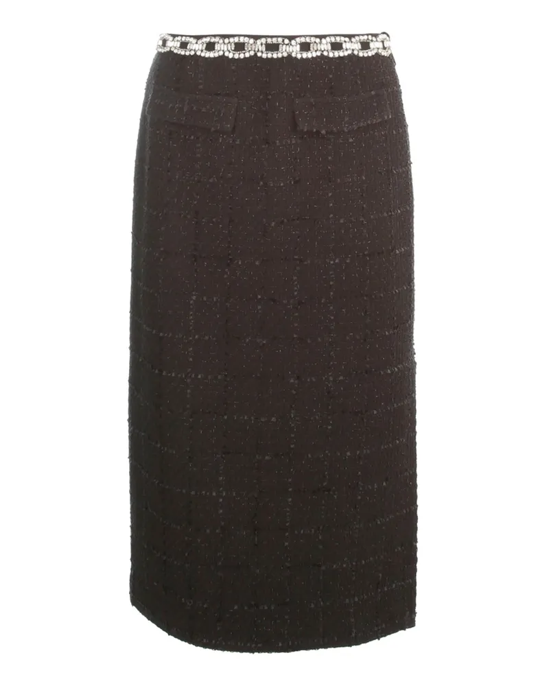 Blumarine Boucle Skirt W/Chain Strass Black