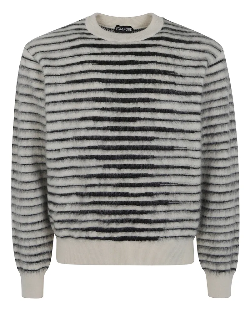 Tom Ford Sweater Long Sleeve "Brush Striped Mohair White