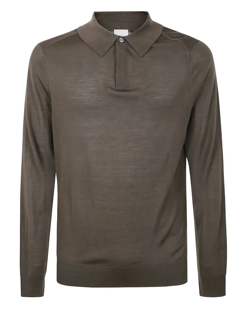Paul Smith Mens Sweater Ls Polo Green