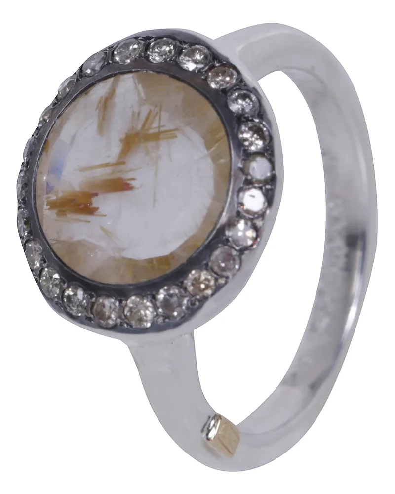 Rosa Maria Ring With Diamonds And Rutilated Quartz "Julia 3 V Metallic