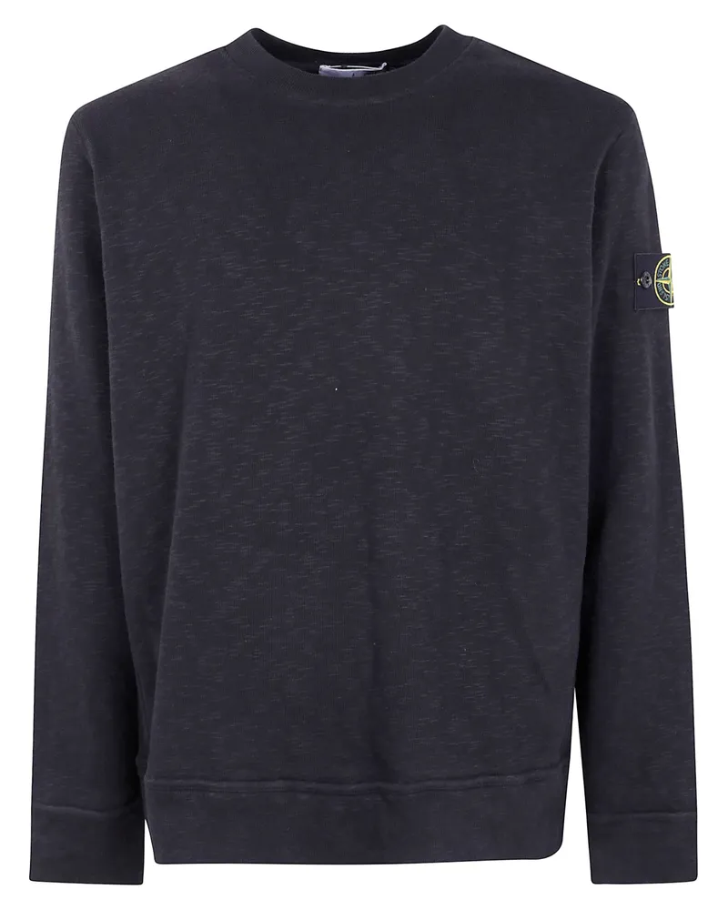 Stone Island Vanisé Brushed Heavy Cotton Jersey Garment Dyed Sweatshir Black