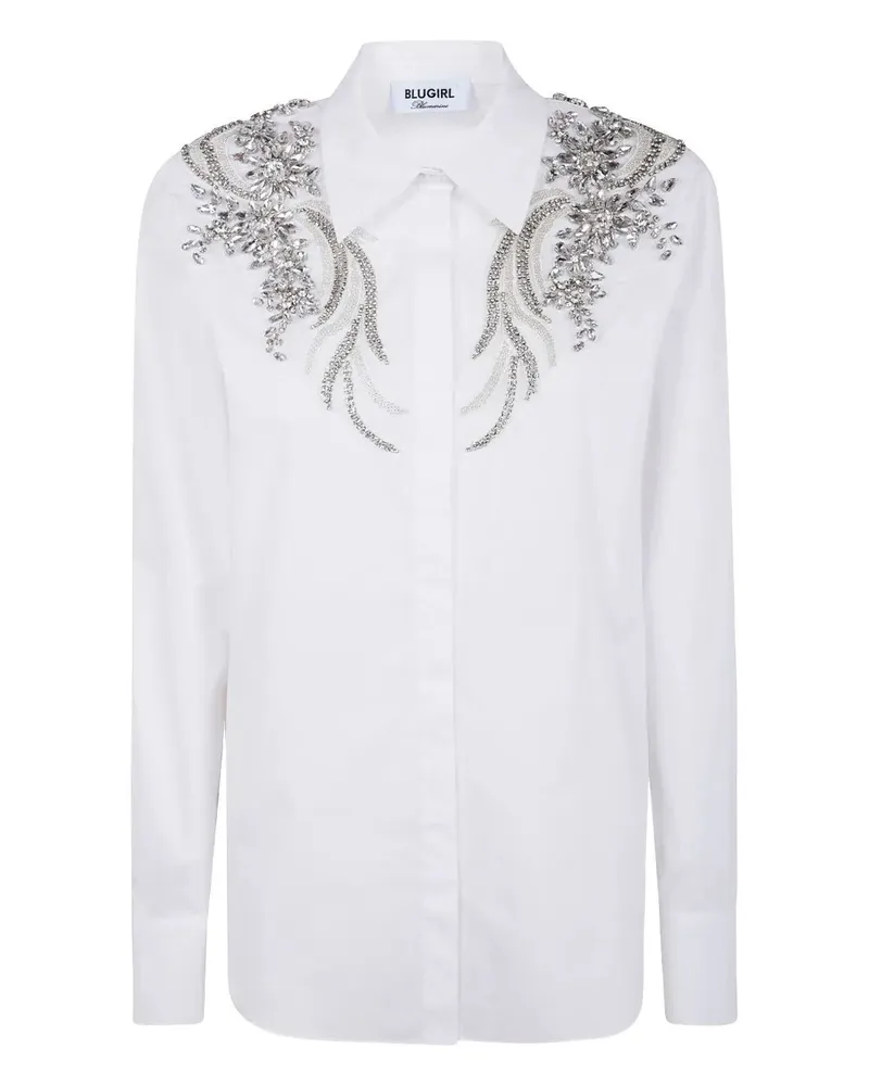 Blumarine Regular Para Canvas With Patch Shirt White