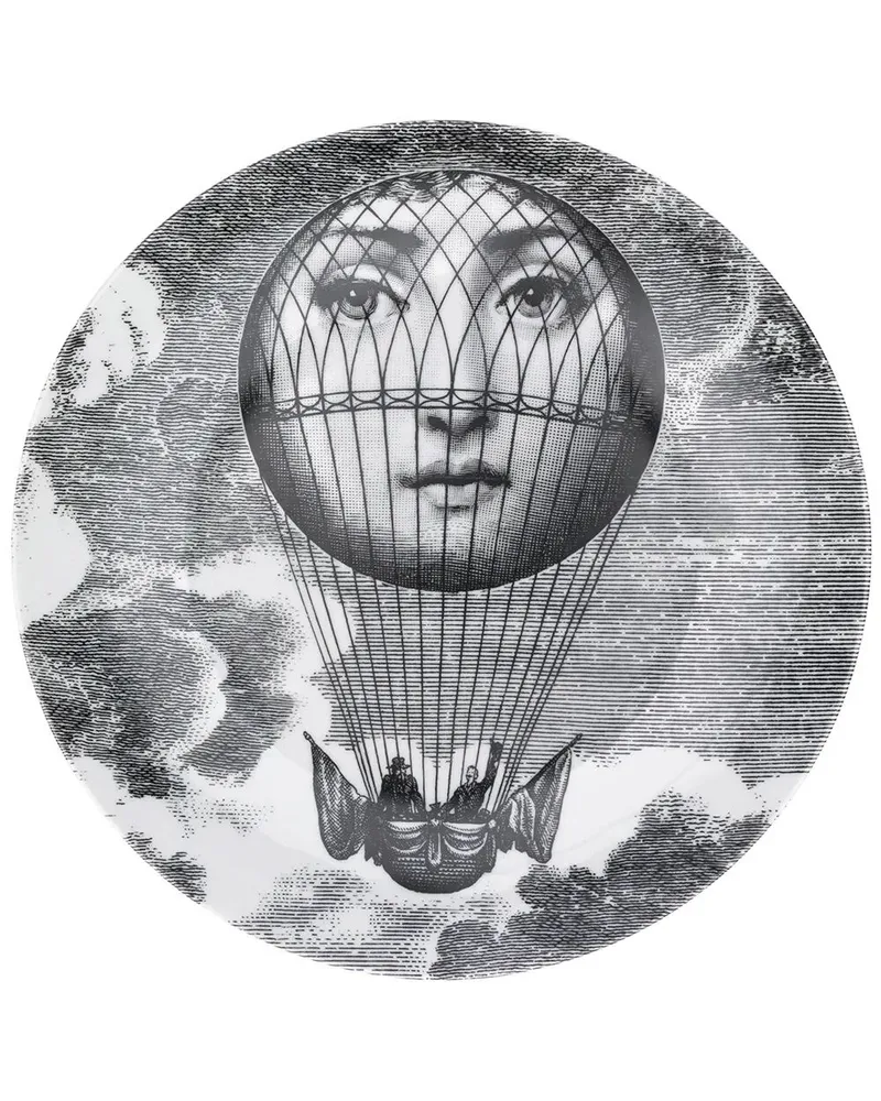 Fornasetti Theme And Variation Nr 93 Plate Black