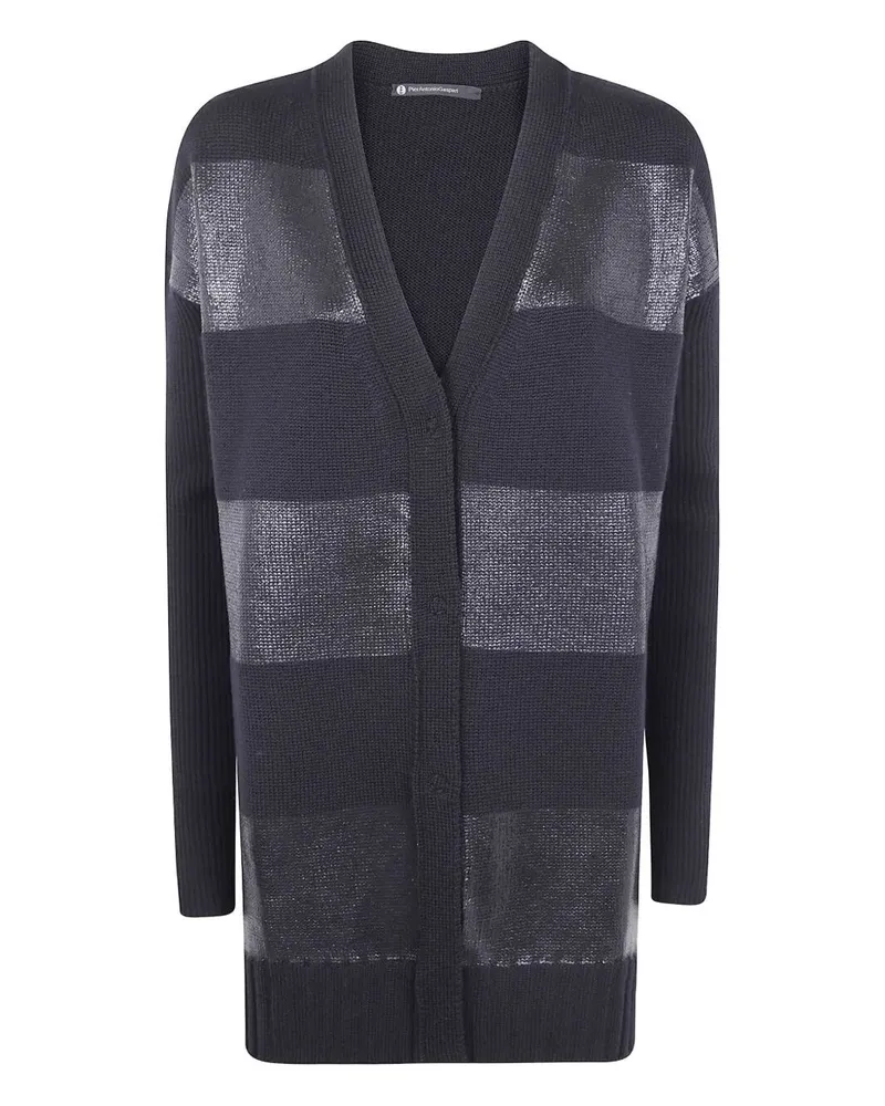 Pier Antonio Gaspari Satin Stripes Cardigan Black