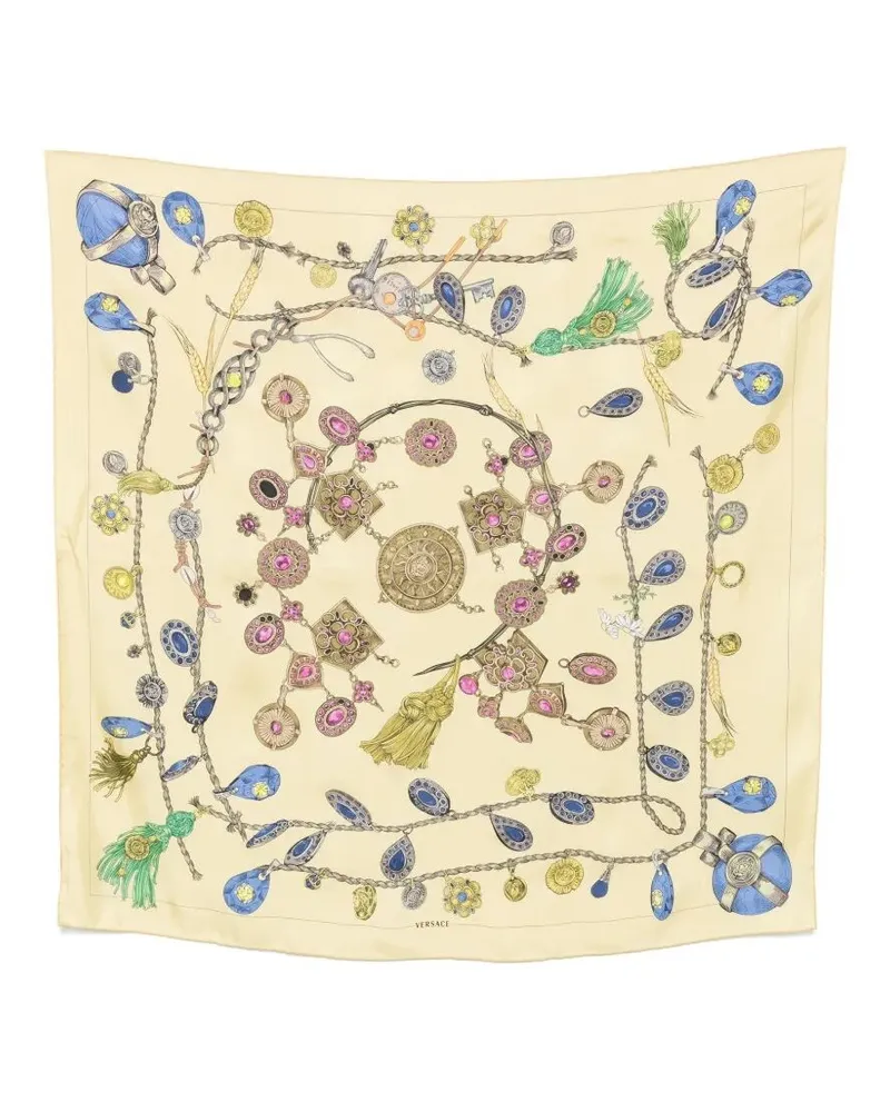 Versace Scarf Silk Twill "Broken Jewels White