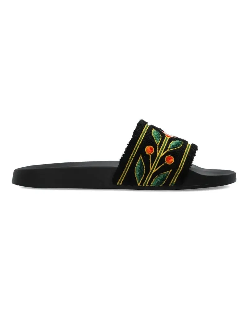 Casablanca Paris Slippers Embroidered Terry Slider Black