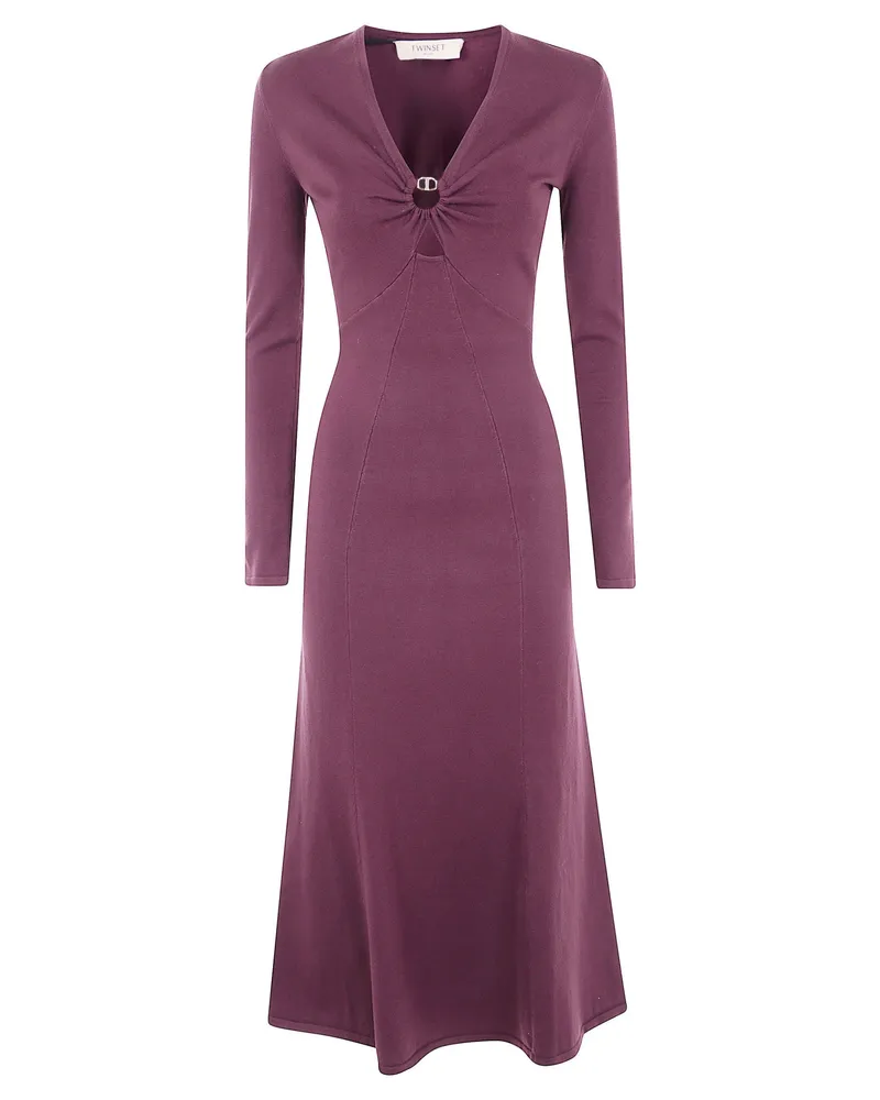 Twin-Set Long V Neck Dress Pink