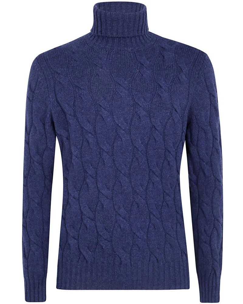 BARBA Sweater Braid Turtleneck Blue