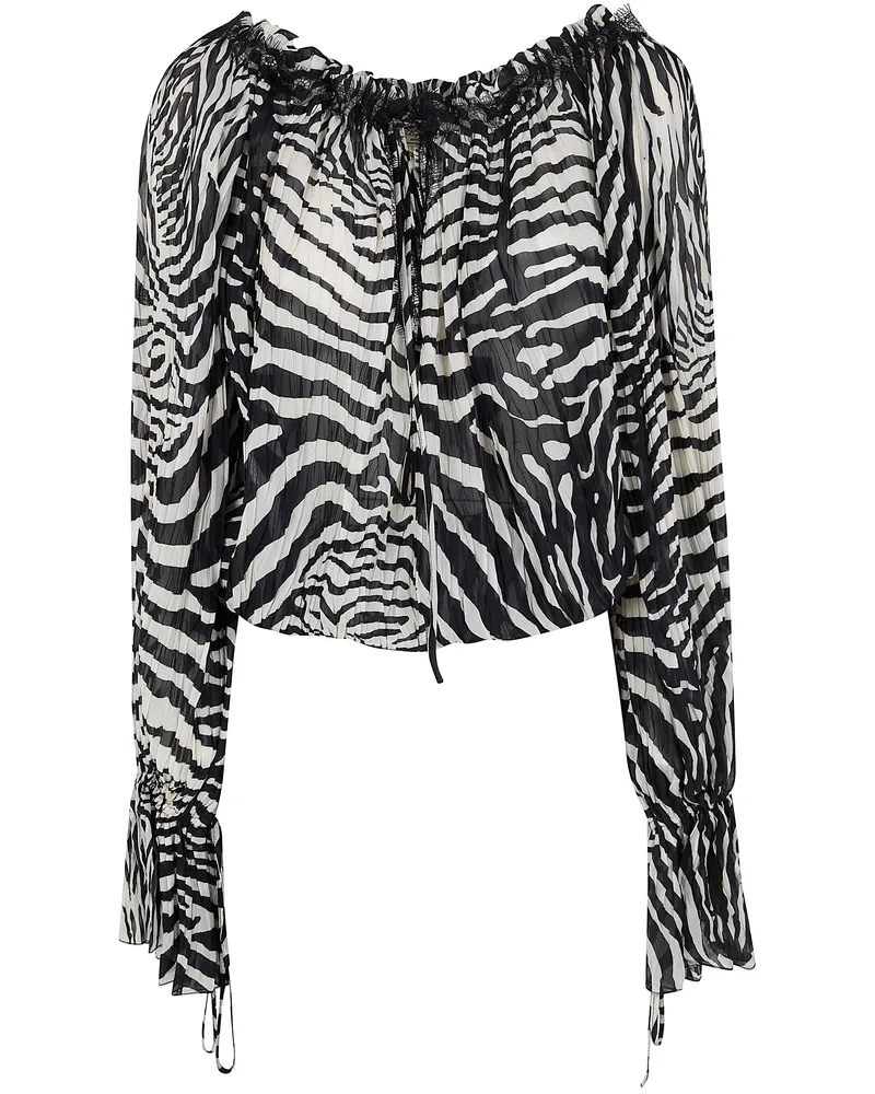 Blumarine Print Chiffon Top Beige