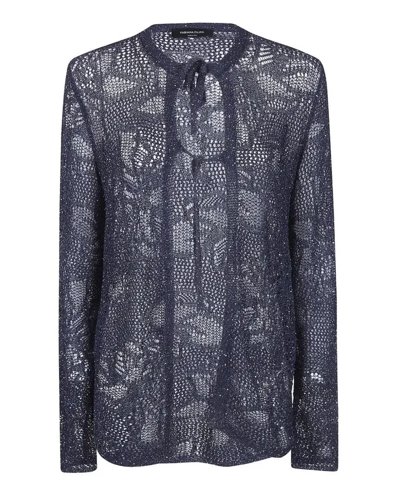 Fabiana Filippi Ribbon Round Neck Cardigan Blue