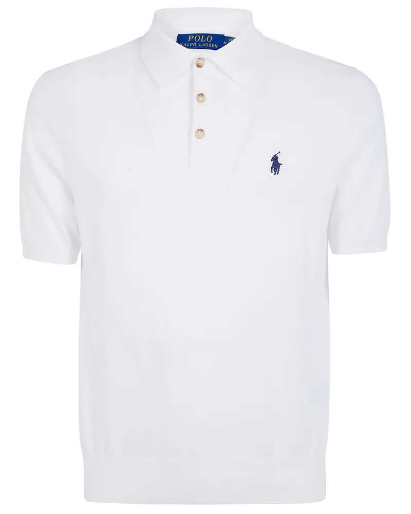 Ralph Lauren Short Sleeves Knit Polo Neck Sweater White