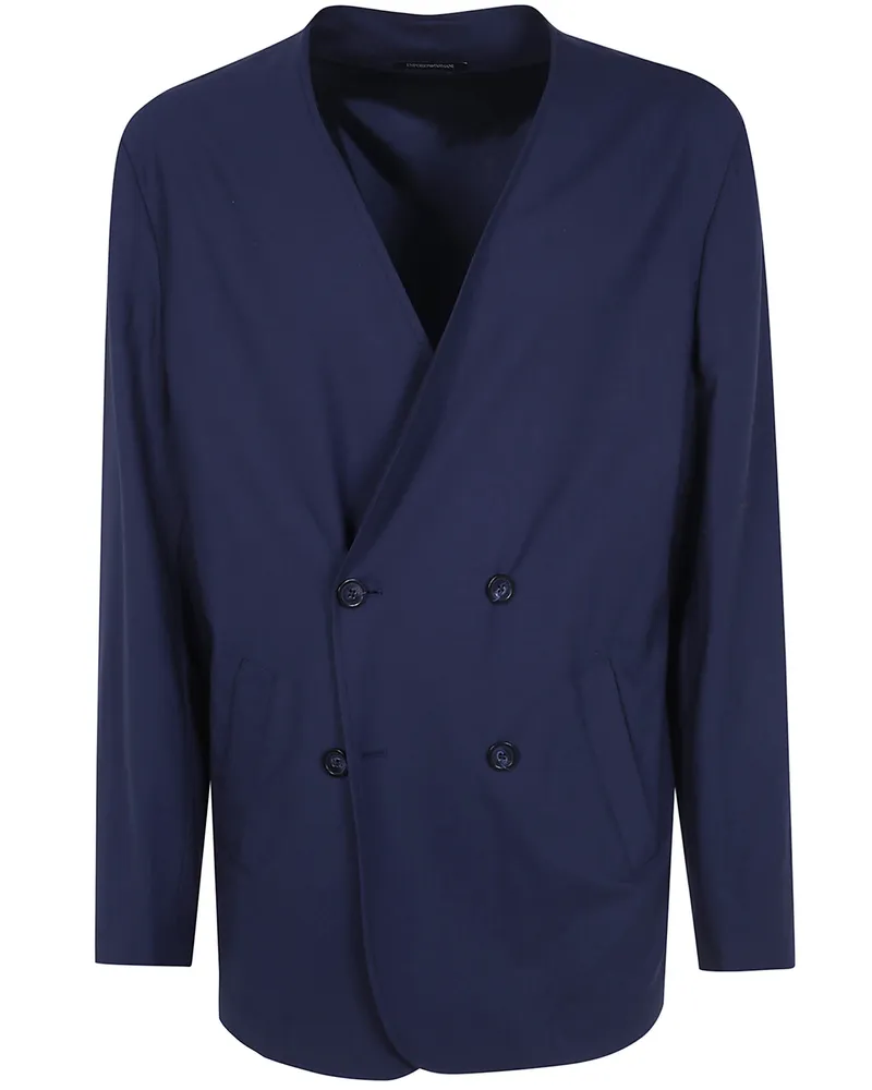 Emporio Armani Jacket Double Breasted "Linear Neck Blazer Blue