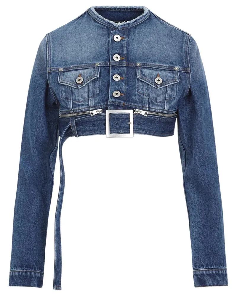 Jean Paul Gaultier Super Cropped Denim Jacket Blue