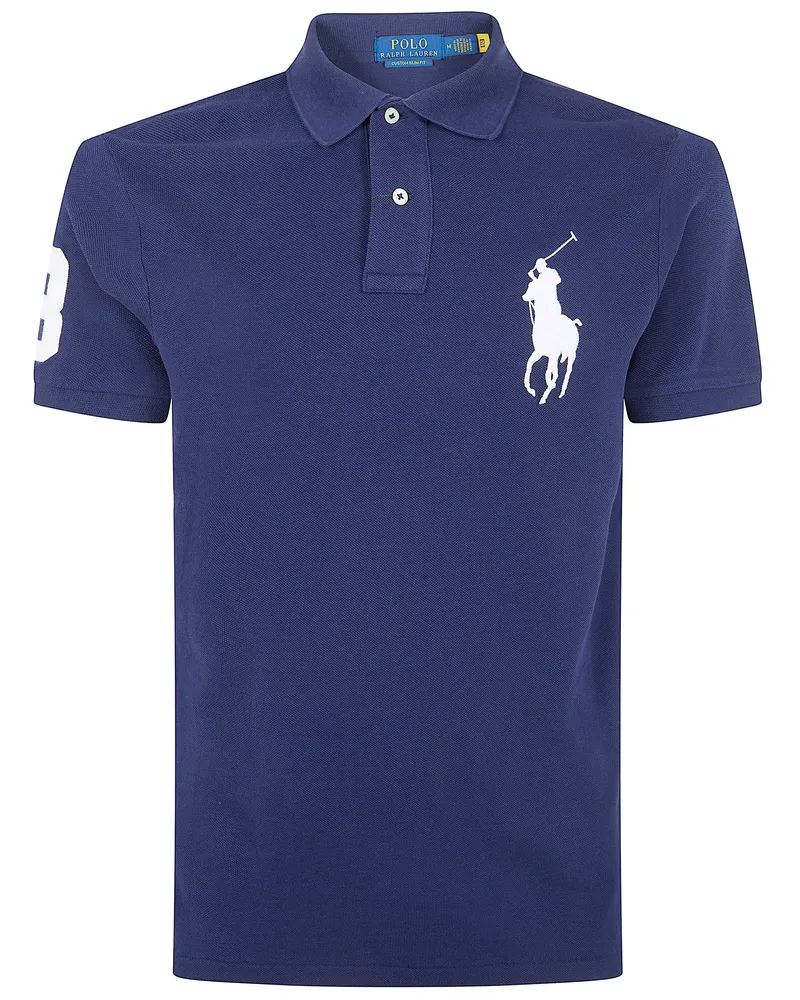 Ralph Lauren Short Sleeves Knit Big Logo Polo Shirt Blue