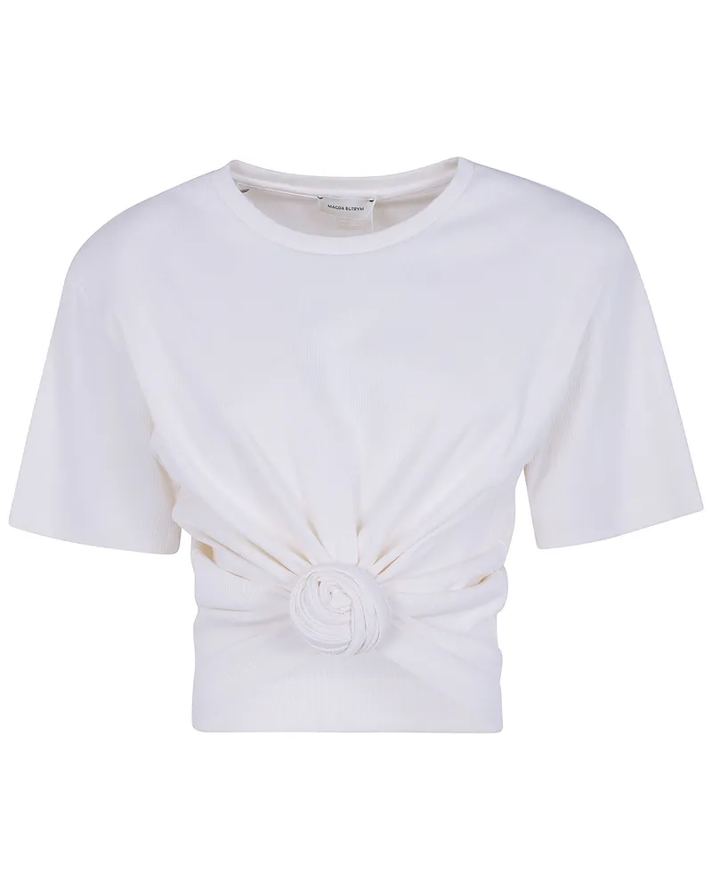 Magda Butrym T-Shirt Cropped Twist White