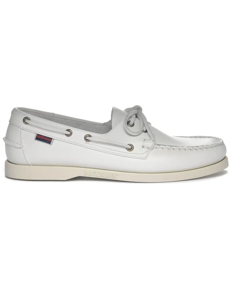 Sebago Dockside Portland Boat Shoes White