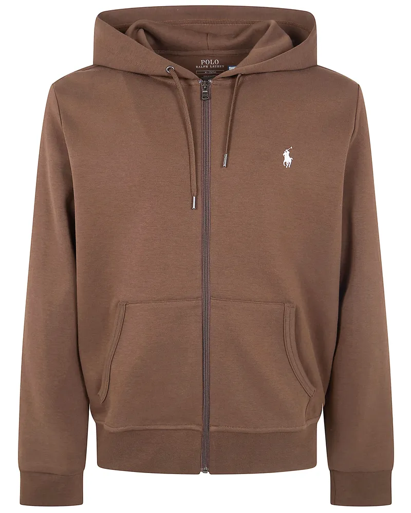 Ralph Lauren Hooded Full Zip Long Sleeves Sweatshirt Brown