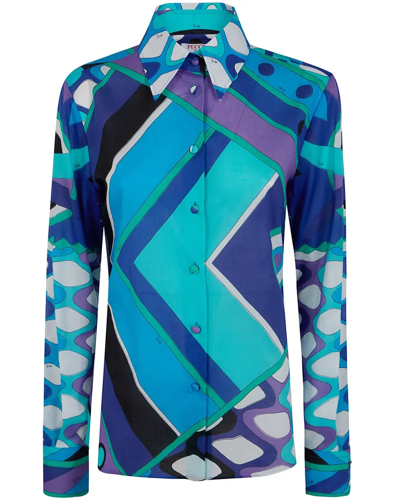 Emilio Pucci Cotton Muslin Shirt Blue