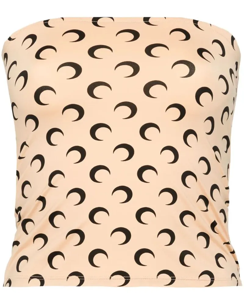 Marine Serre Moon" Printed Jersey Sleeveless Tube Top Brown
