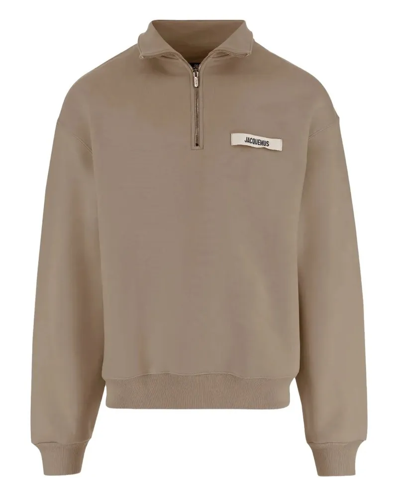 Jacquemus Le Camionneur Gros Grain Polo Neck Sweatshirt Brown