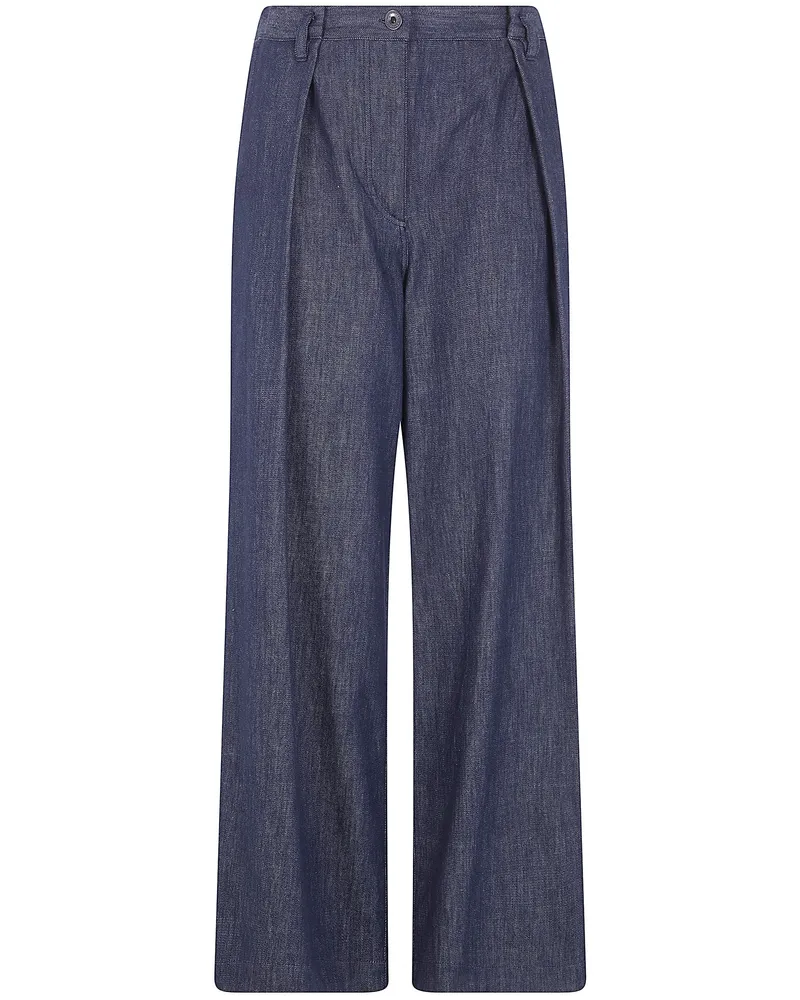 Brunello Cucinelli Crop Wide Leg Pants Blue