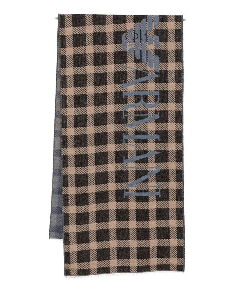 Emporio Armani Tartan Scarf Brown