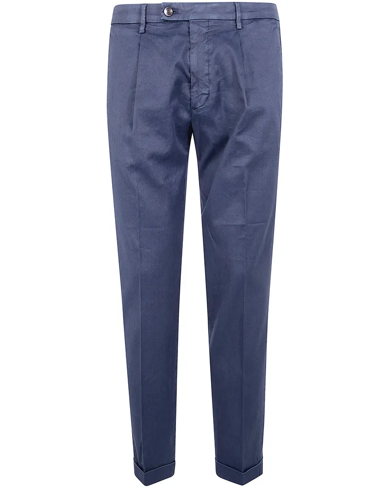 MICHAEL COAL Linen Classic Trousers Blue