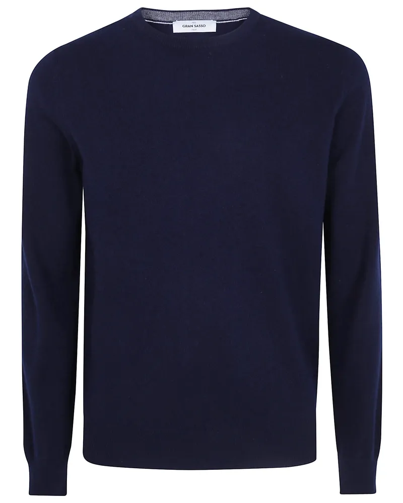 Gran Sasso Sweater Wool Cashmere Blend "Long Sleeves Turtle Neck Blue
