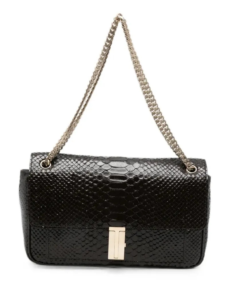 Tom Ford Shoulder Bag Chain "Semi Shiny Printed Python Brown
