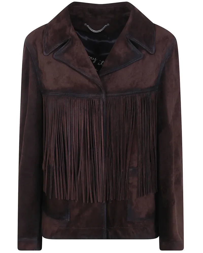 Golden Goose Fringed Jacket "Journey Brown