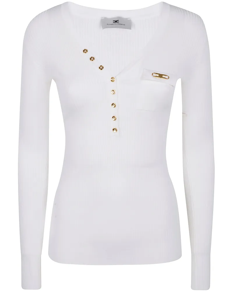 Elisabetta Franchi V-Neck Sweater White