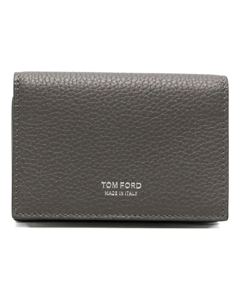 Tom Ford Wallet Soft Grain Leather T Line Business Card Holder Gray