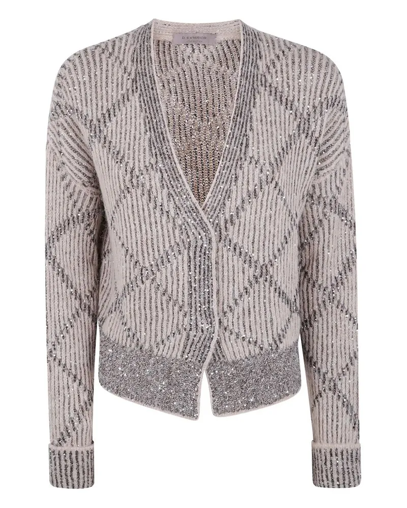 D.EXTERIOR D. EXTERIOR Sequins Rhombus Short Cardigan Beige