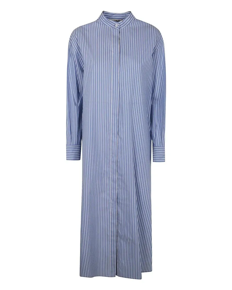 Max Mara Celeste Popeline Stripes Print Dress Blue