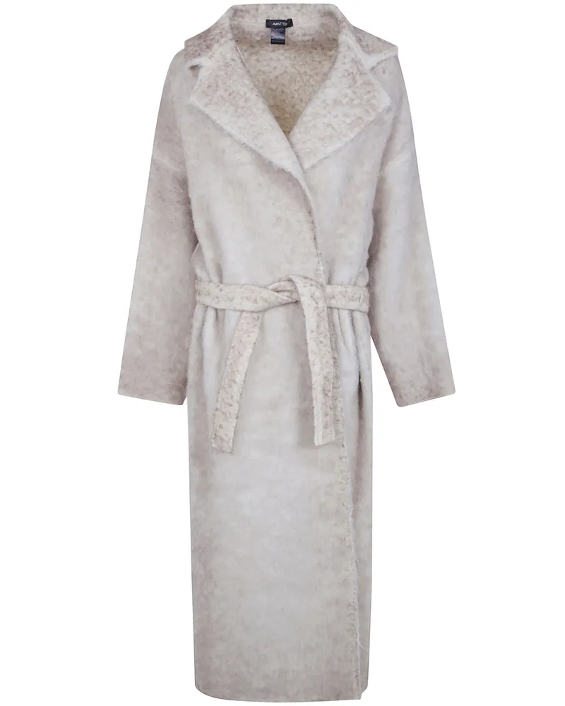 Avant Toi Coat Hand Painted Alpaca "Over Coat With Belt Gray
