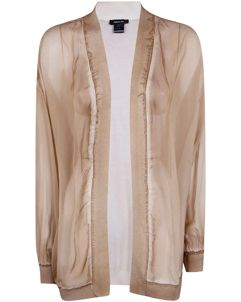 Avant Toi Hand Painted Chiffon Cardigan With Pure Silk Fine Back And E Brown