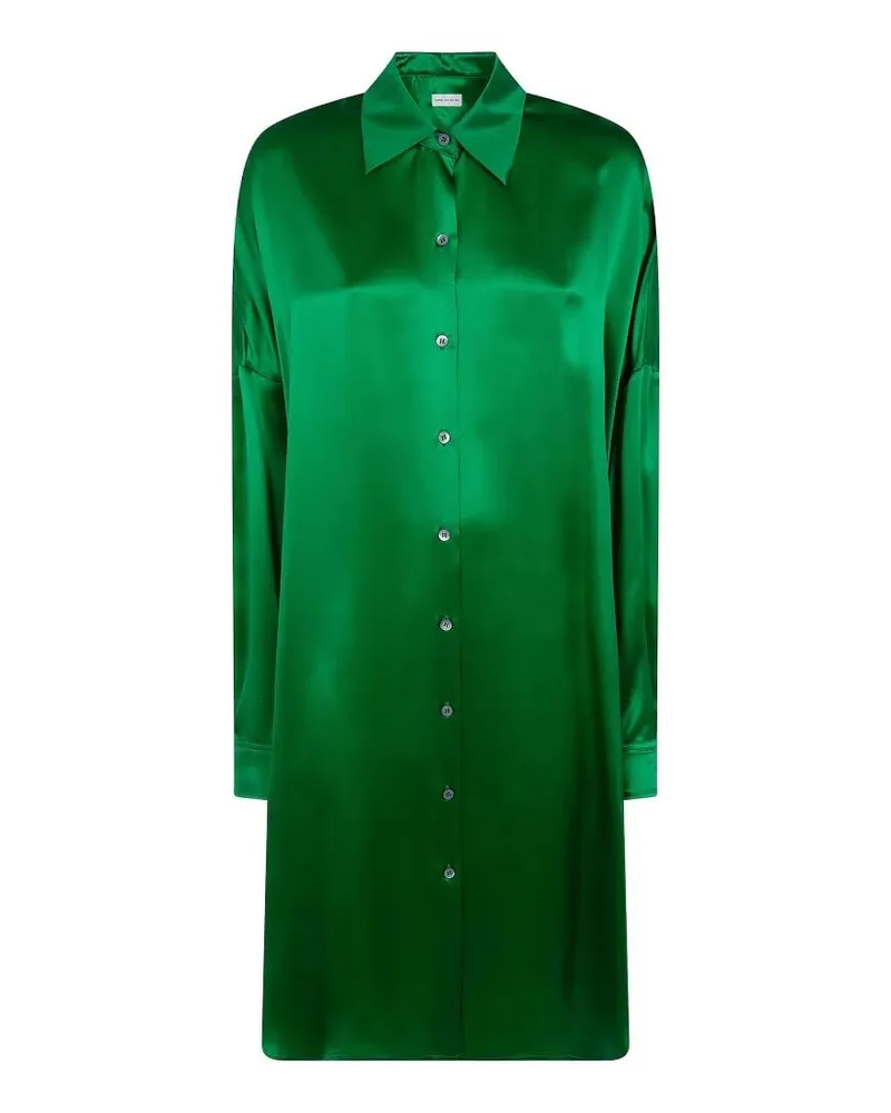 Dries van Noten Dasia Long Classic Shirt Mini Dress Green