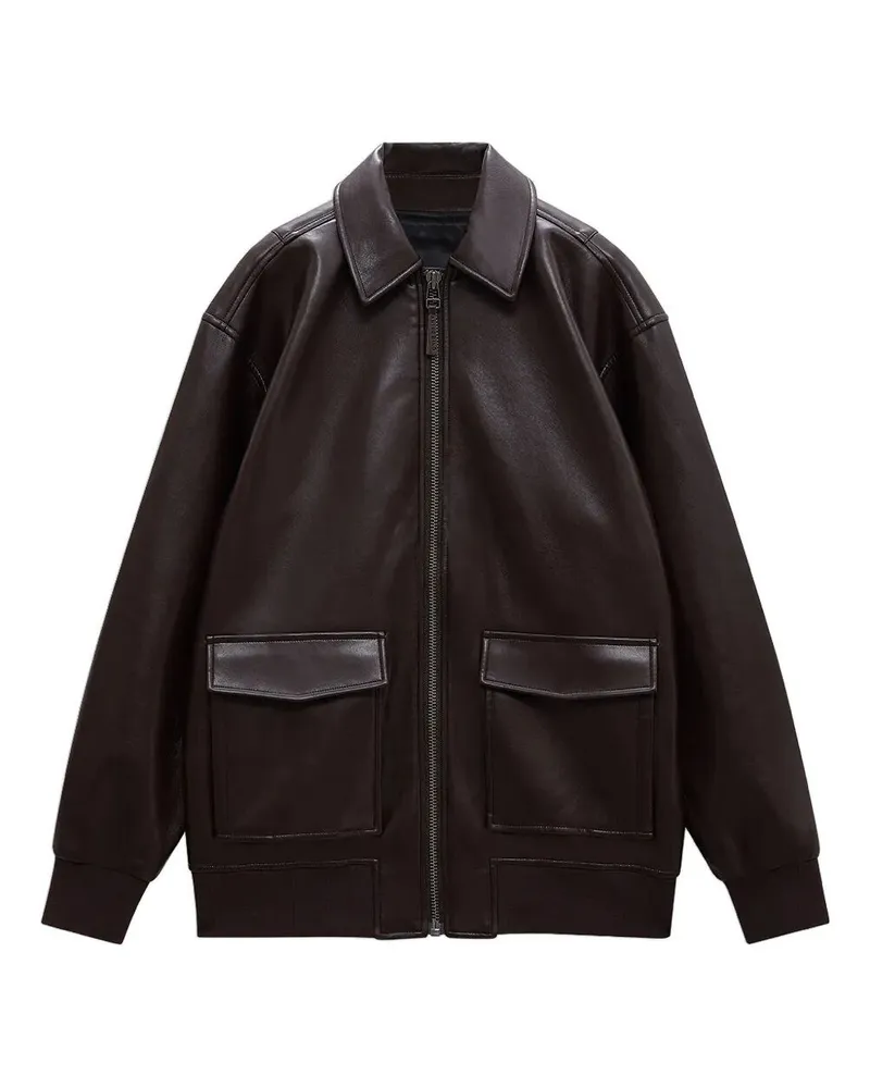 Anine Bing Kelanie" Recycled Leather Jacket Brown