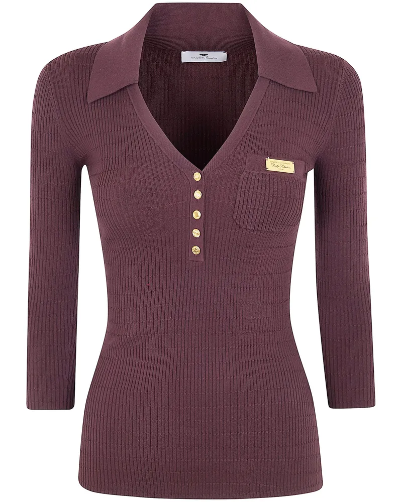 Elisabetta Franchi Serafino Neck Sweater Brown