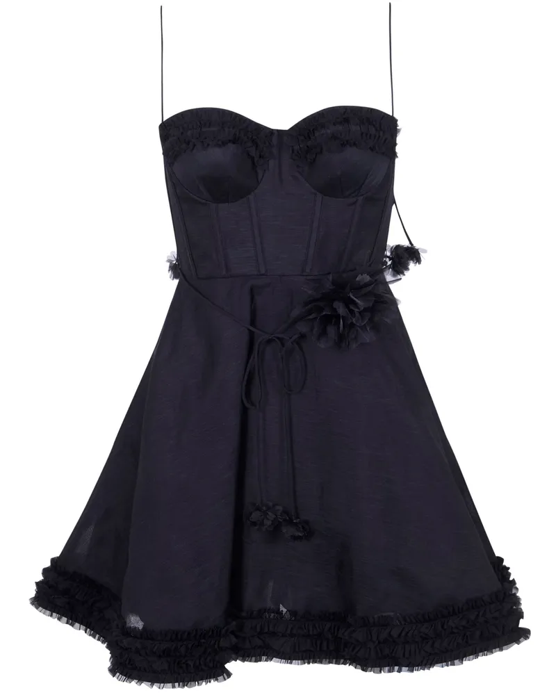 Zimmermann Luna Ruffle Mini Dress Black