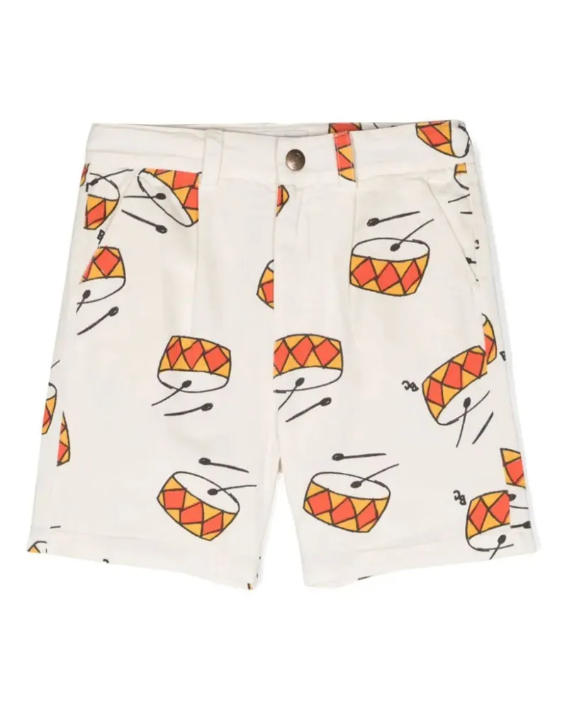 BOBO CHOSES Play The Drum All Over Denim Shorts White