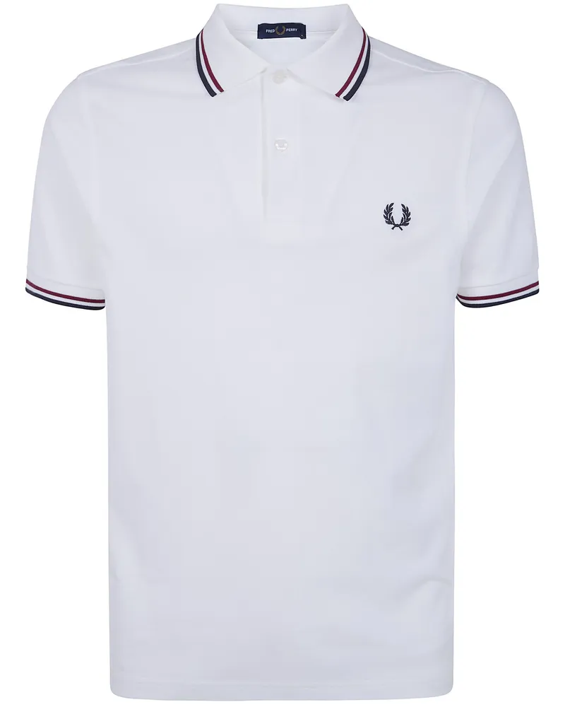 Fred Perry Fred Perry' Twin Tipped Fred Perry Polo Shirt White